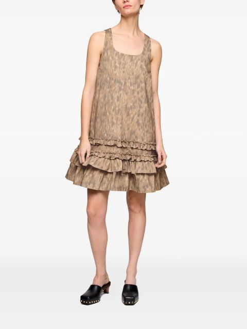 GANNI ruffled printed mini dress - Neutrals - zdjęcie produktu nr 2