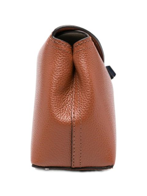 TOTEME tuck-lock fastening grained-leather clutch bag - Brown