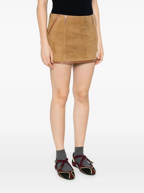 Miu Miu logo-patch mini skirt - Brown - zdjęcie produktu nr 2