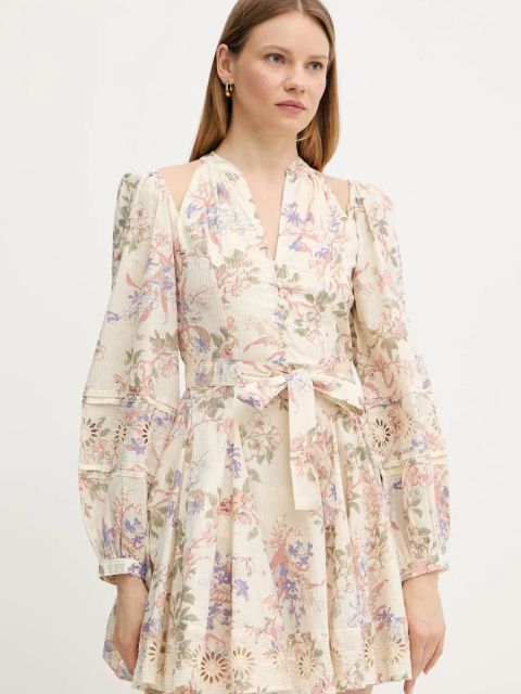 Twinset sukienka kolor beżowy mini rozkloszowana 251TT2154