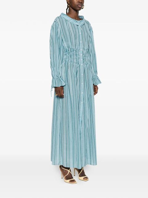 PINKO striped ruffle maxi dress - Blue