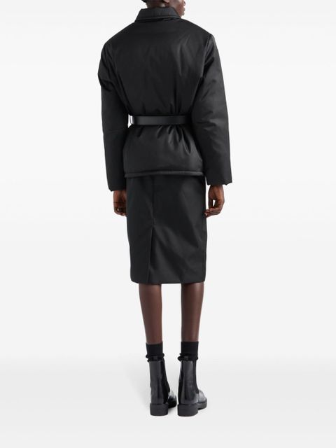 Prada triangle logo belted jacket - Black