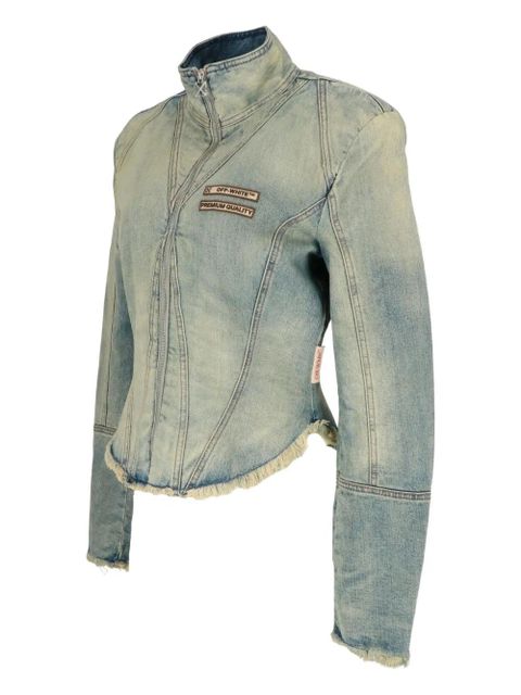 Off-White logo-detail frayed denim jacket - Blue - zdjęcie produktu nr 2