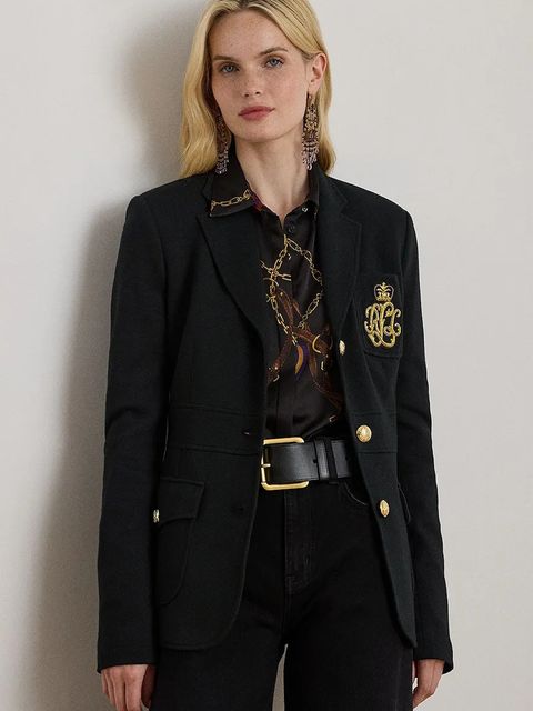 Lauren Ralph Lauren marynarka kolor czarny jednorzędowa gładka 200980022 - zdjęcie produktu nr 1