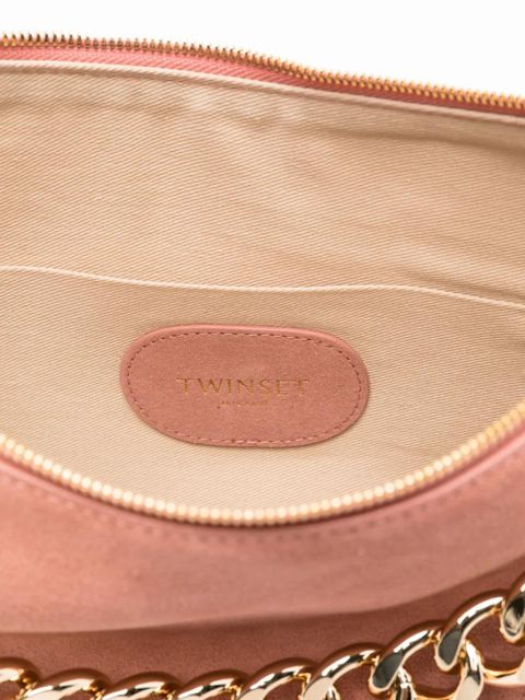 TWINSET Liliane chain-embellished suede shoulder bag - Pink