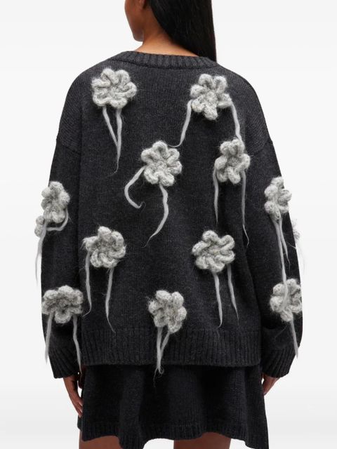 GANNI flower-crochet sweater - Grey