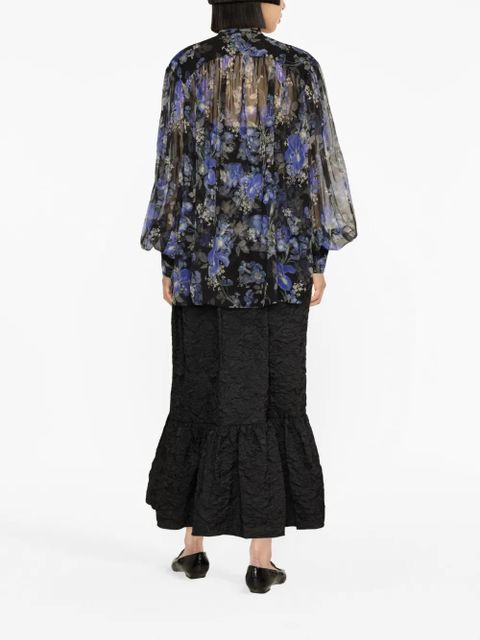 ZIMMERMANN Lyrical Lantern-print silk blouse - Blue