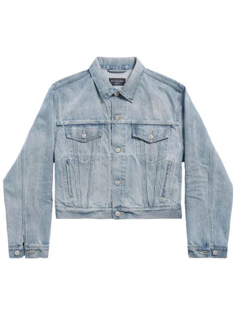 Balenciaga logo-print denim jacket - Blue