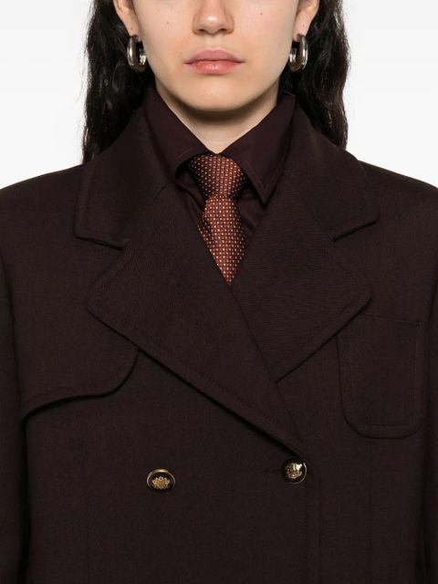 SANDRO double-breasted patch-pocket coat - Brown