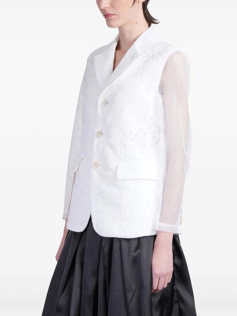 Comme Des Garçons semi-sheer panelled blazer - White