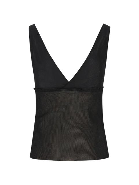 Saint Laurent ribbed silk tank top - Black - zdjęcie produktu nr 1