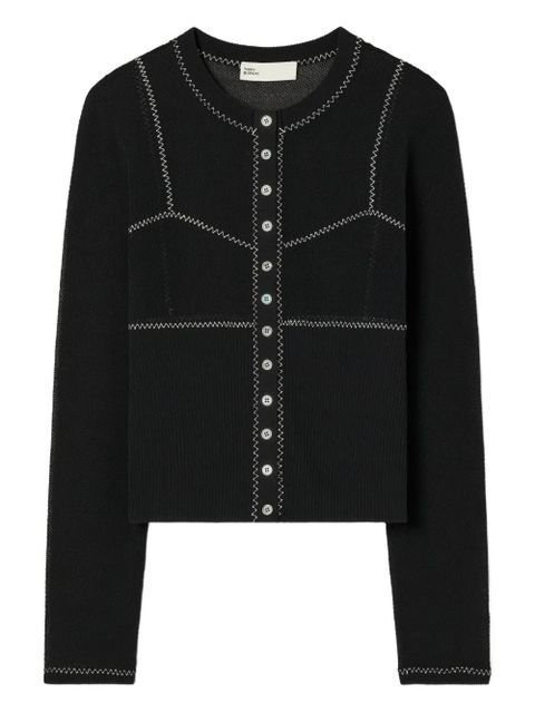 Tory Burch ribbed button-up cardigan - Black - zdjęcie produktu nr 1