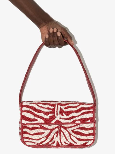 STAUD Tommy bead-embellished shoulder bag - Red - zdjęcie produktu nr 2