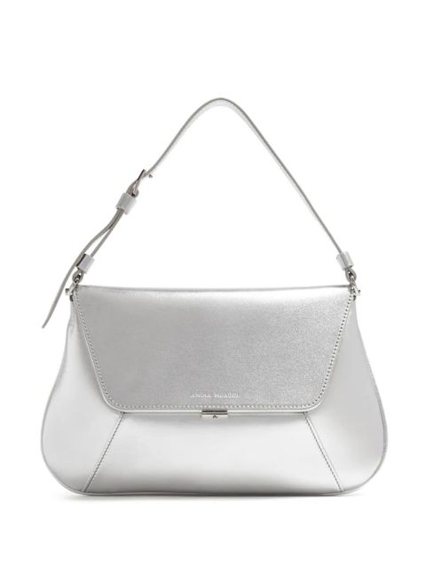 Amina Muaddi Ami metallic-effect leather bag - Silver - zdjęcie produktu nr 1