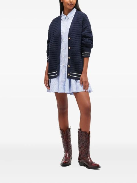 GANNI striped-detail cardigan - Blue - zdjęcie produktu nr 2