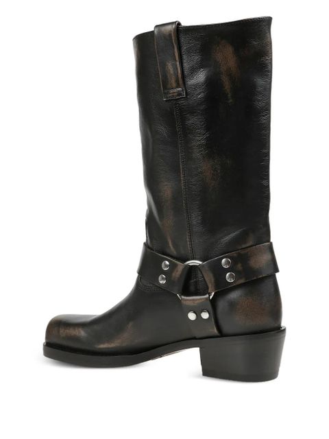 Paris Texas aged-effect buckle boots - Black
