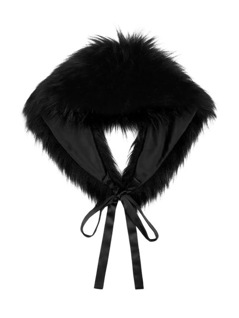 Dolce & Gabbana ribbon-fastening faux-fur scarf - Black - zdjęcie produktu nr 2
