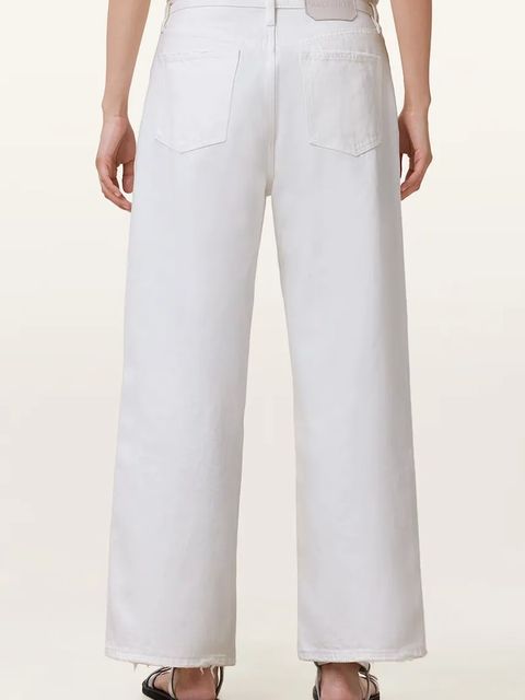 AllSaints spodnie bawełniane BLAKE damskie kolor biały szerokie medium waist W091EC