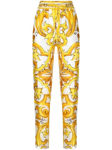 Dolce & Gabbana drawstring-waist silk track pants - Yellow - zdjęcie produktu nr 1