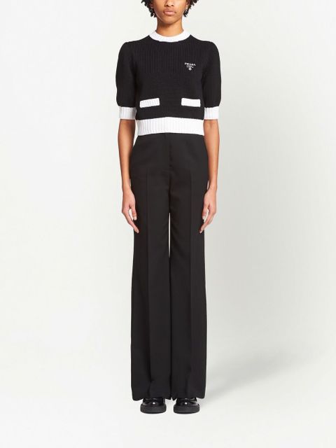 Prada logo-embroidered cropped jumper - Black - zdjęcie produktu nr 2