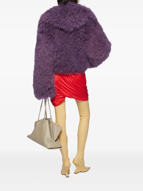 The Attico mongolian-fur long-sleeves jacket - Purple
