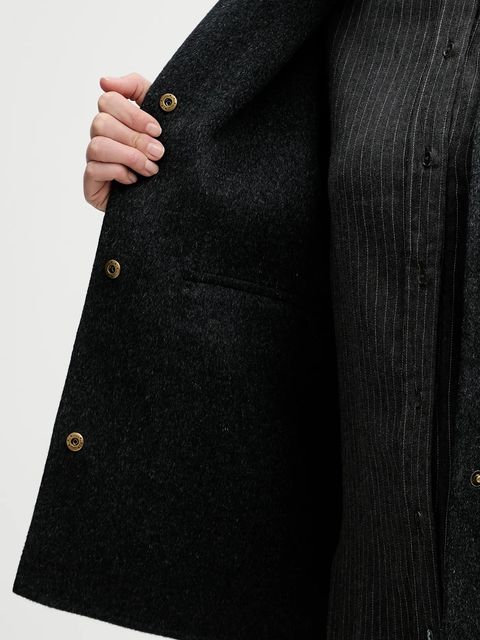 Sessun kurtka z dodatkiem wełny kolor szary przejściowa oversize 25112006