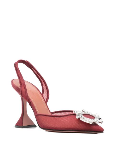 Amina Muaddi 95mm Begum embellished slingback pumps - Red