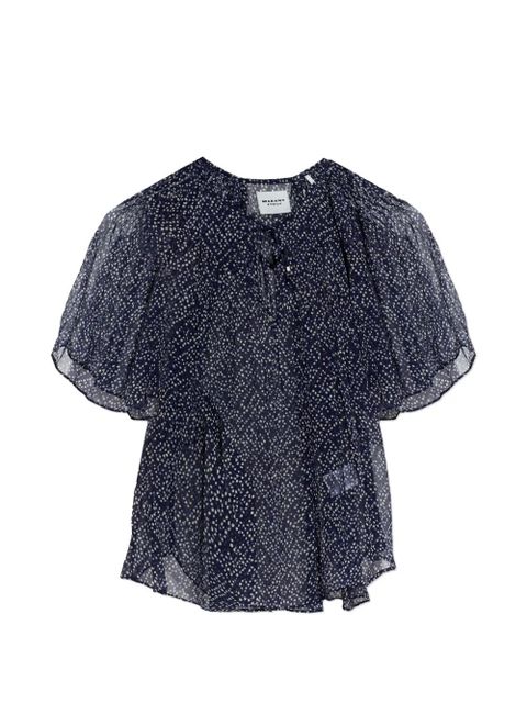 MARANT ÉTOILE Neslya ruffled printed top - Blue - zdjęcie produktu nr 1