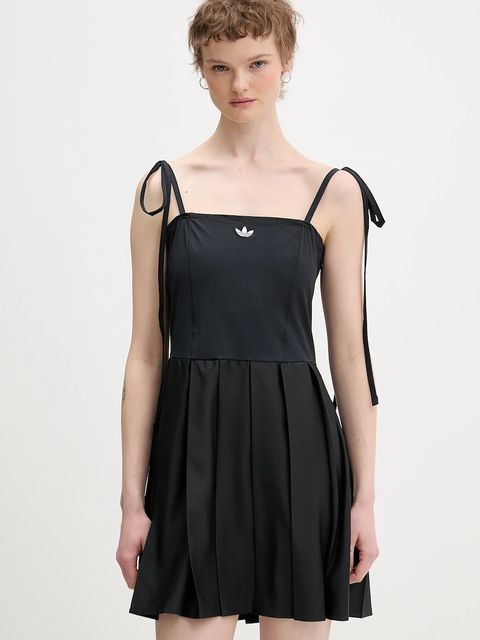 adidas Originals sukienka Pleated Dress kolor czarny mini rozkloszowana JW0115 - zdjęcie produktu nr 1