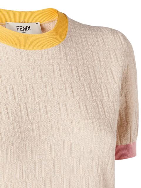 FENDI textured T-shirt - Neutrals