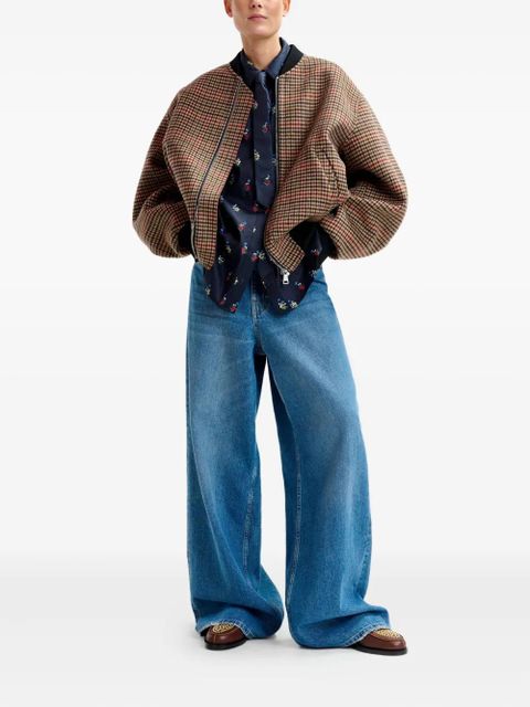 Essentiel Antwerp check-pattern bomber jacket - Brown