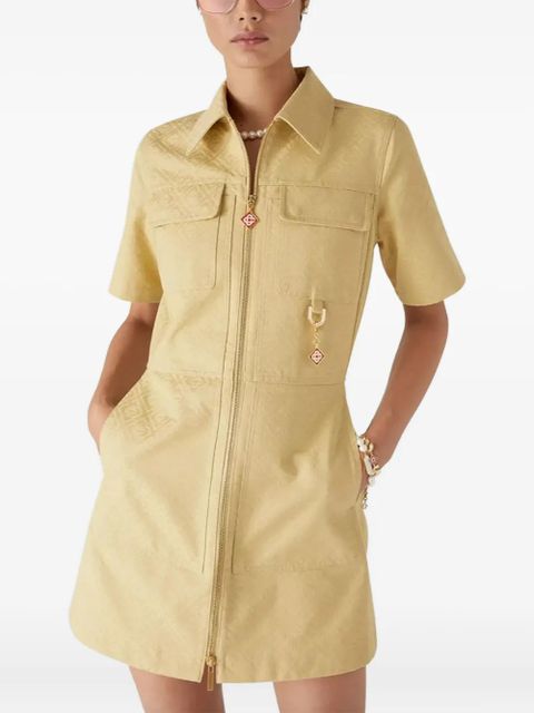 Casablanca monogram zip-front mini dress - Yellow