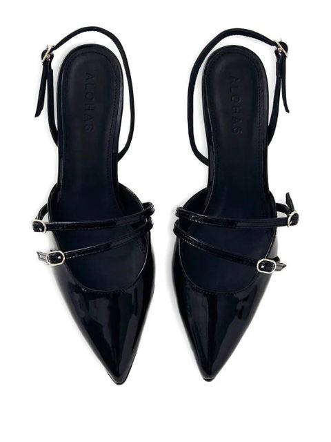 ALOHAS 75mm patent-leather slingback pumps - Black