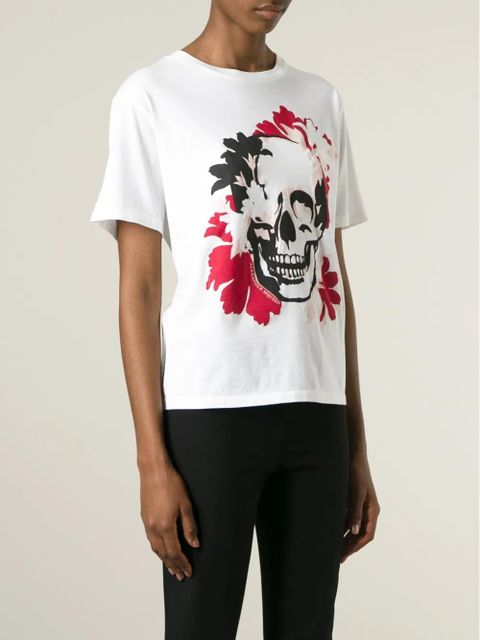 Alexander McQueen floral skull print T-shirt - White