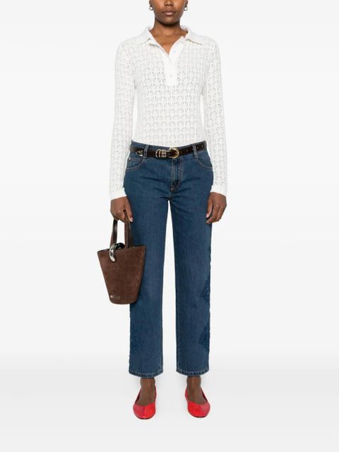 PINKO lace-panel polo bodysuit - White - zdjęcie produktu nr 2