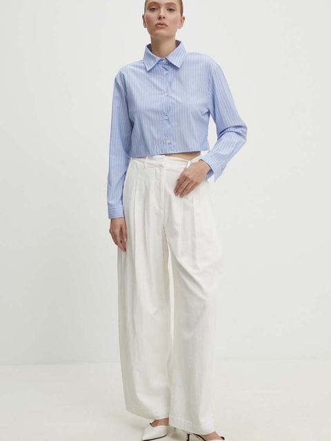 Answear.LAB koszula bawełniana damska kolor niebieski relaxed z kołnierzykiem klasycznym