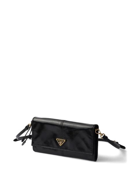 Prada snap triangle leather wallet - Black