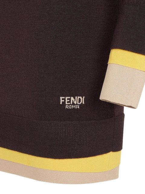 FENDI contrasting-trim dress - Brown
