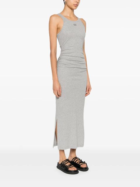 GANNI fine-ribbed midi dress - Grey
