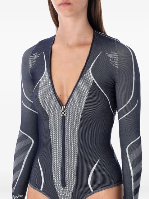 Off-White Diag seamless zip long-sleeve bodysuit - Grey - zdjęcie produktu nr 2