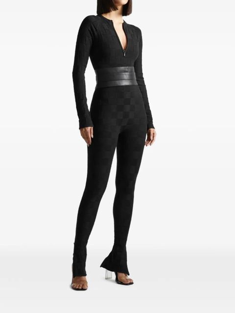 Manière De Voir chequerboard detachable-belt jumpsuit - Black