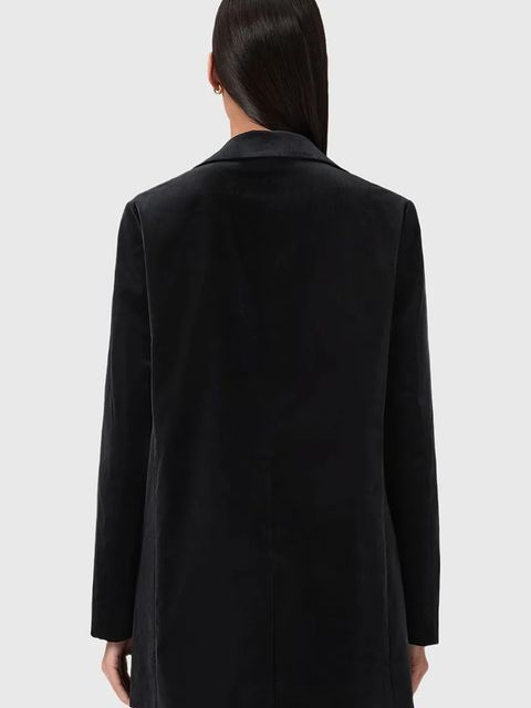 AllSaints marynarka welurowa kolor czarny jednorzędowa gładka W064QD - zdjęcie produktu nr 2