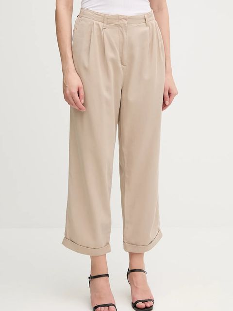 Tommy Hilfiger spodnie damskie kolor beżowy szerokie high waist WW0WW45589 - zdjęcie produktu nr 1