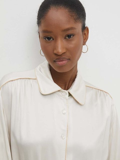 Answear.LAB sukienka kolor beżowy maxi prosta