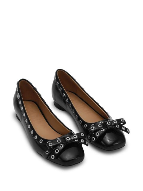 GANNI eyelet-detail bow ballerina shoes - Black - zdjęcie produktu nr 2