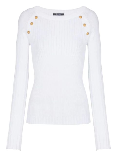 Balmain button ribbed top - White - zdjęcie produktu nr 1
