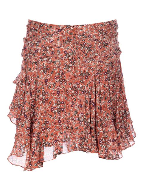 MARANT ÉTOILE ruffled patterned mini skirt - Orange - zdjęcie produktu nr 2