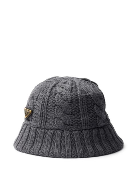 Prada cable-knit logo bucket hat - Grey - zdjęcie produktu nr 1