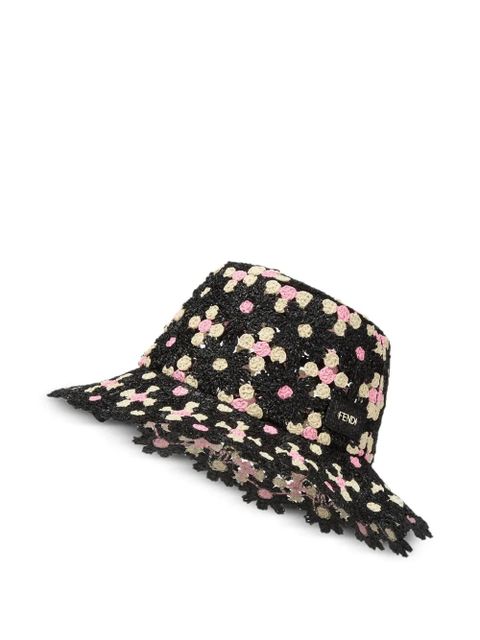 FENDI crochet-knit floral-pattern bucket hat - Black - zdjęcie produktu nr 1