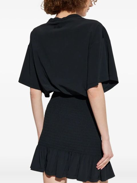 The Attico smocked ruffled mini dress - Black